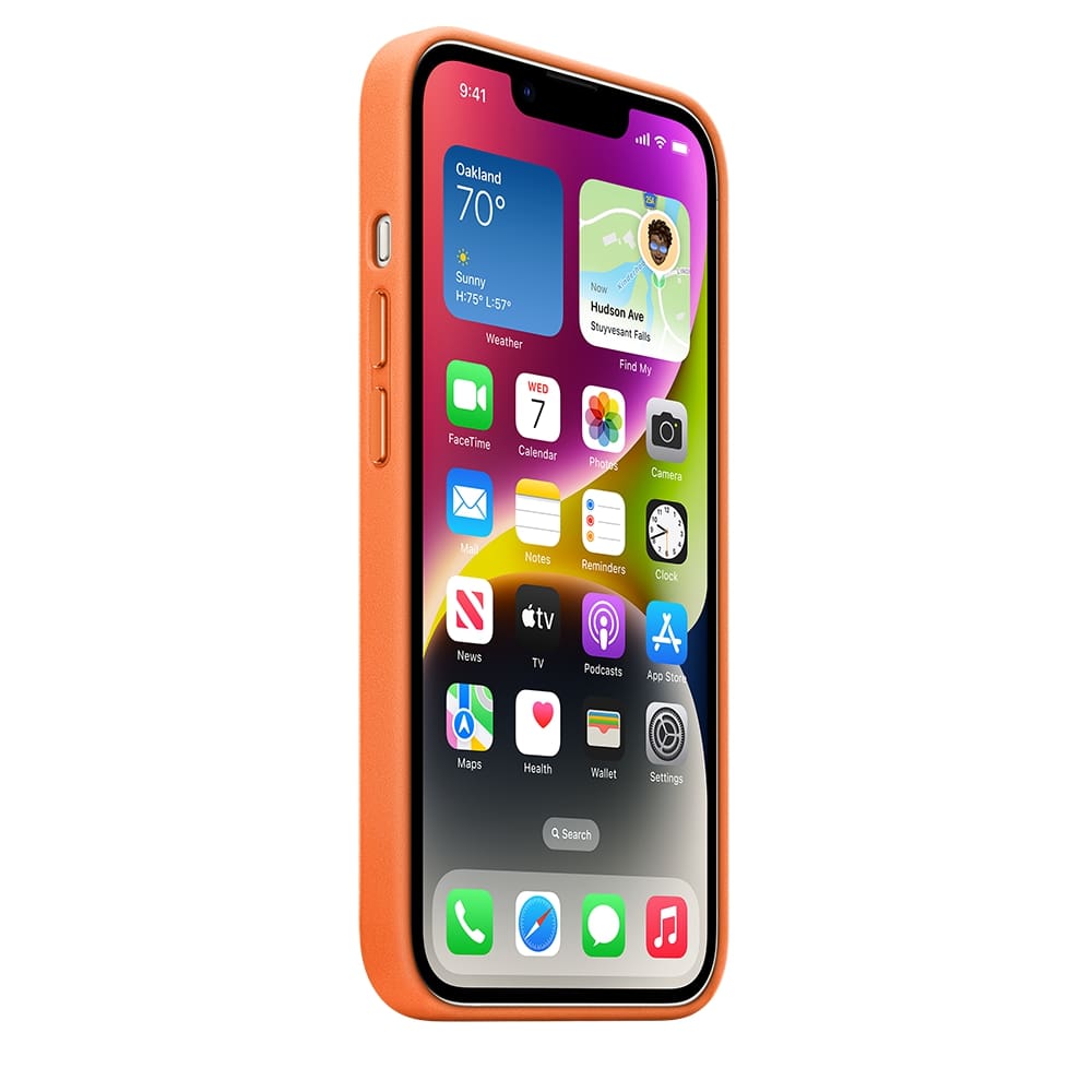 Apple Leather Case with Magsafe for iPhone 14 - Orange