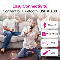 Laser Mini Karaoke Speaker 2 Wireless Mics - Pink