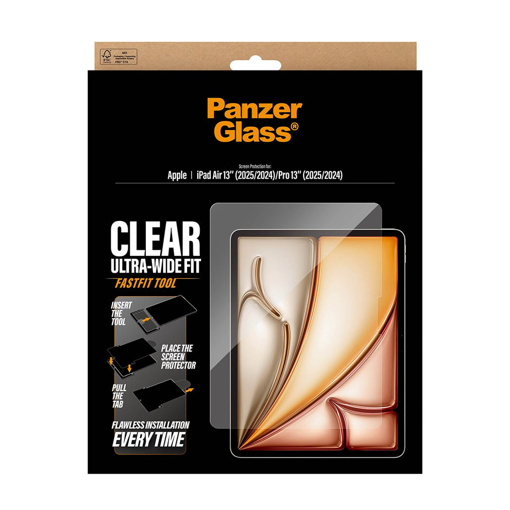 PanzerGlass Ultra-Wide Fit Screen Protector for iPad Air 13(M2/M3/M4)/Pro 13(M4)2024with Fastfit Tool