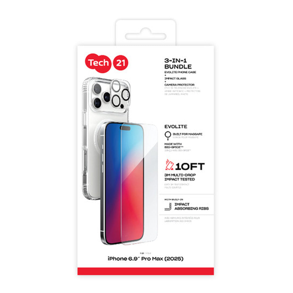 Tech21 3-in-1 EvoLite MagSafe Bundle for iPhone 17 Pro Max - Clear