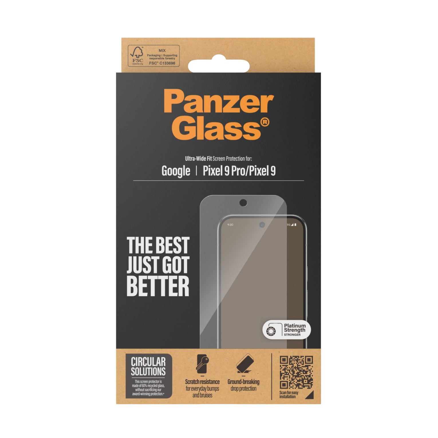 PanzerGlass Ultra-Wide Fit Screen Protector for Google Pixel 9 5G/ 9 Pro 5G - Clear