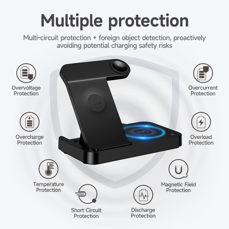 HOCO DWQ01 4 in 1 Wireless Charging Stand - Black