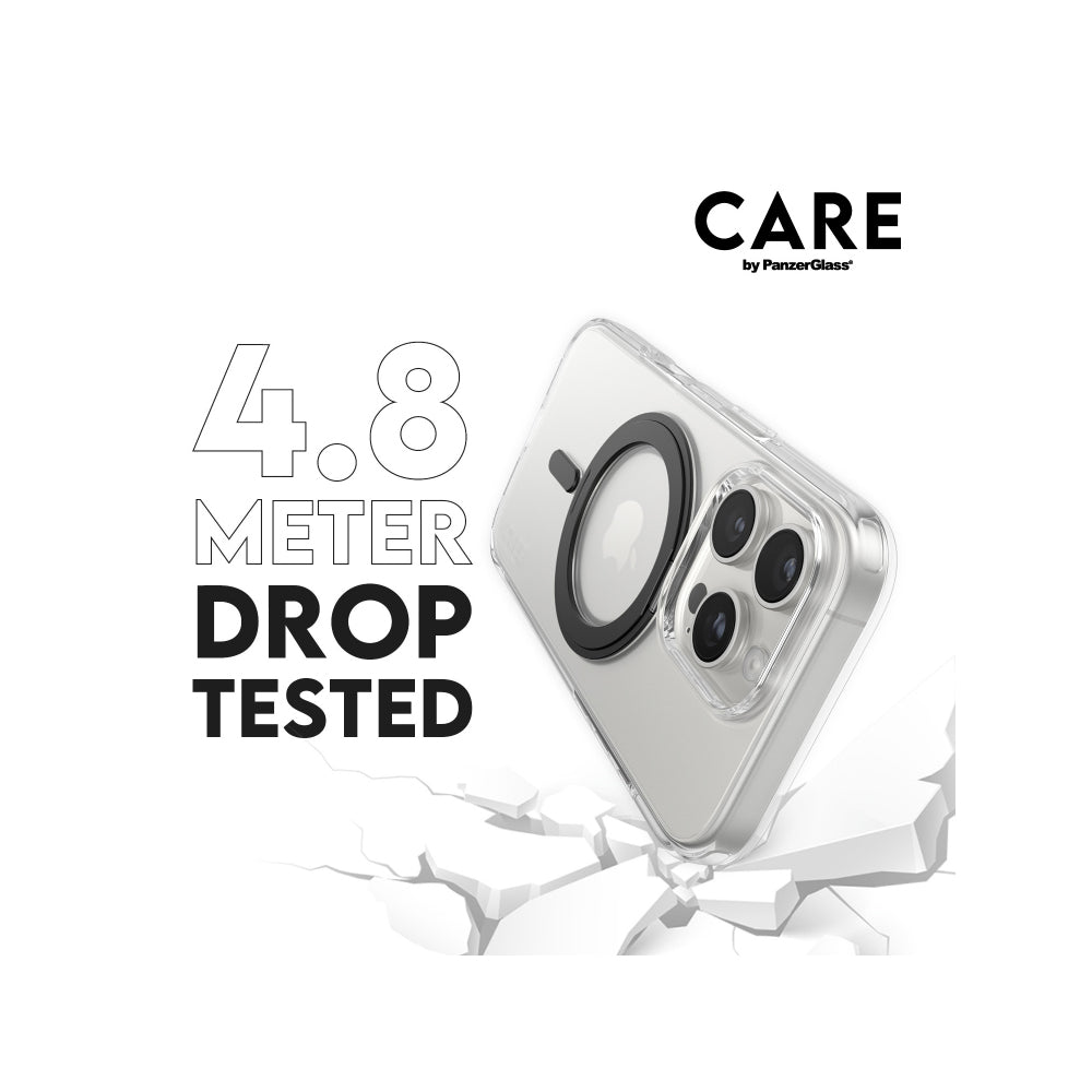 PanzerGlass CARE MagaSafe & KickStand Compatible Case for Apple iPhone 16 Pro - Black