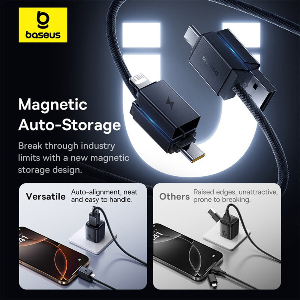 Baseus Versatile Two-for-Two Fast Charging Cable U+C to C+L 60W 2M for 15 / 16 / 17 Series