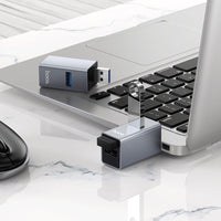 Thumbnail for HOCO HB54 3-in-1 Converter [USB A to USB2.0 x2 & USB 3.0] - Metal Grey