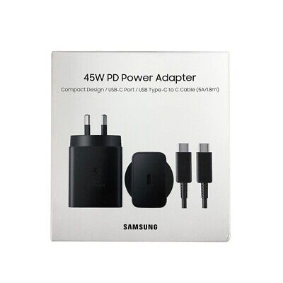 Samsung 45W AC Charger Power Adapter(2024 MODEL) with extra-long 1.8m USB-C Cable - Black