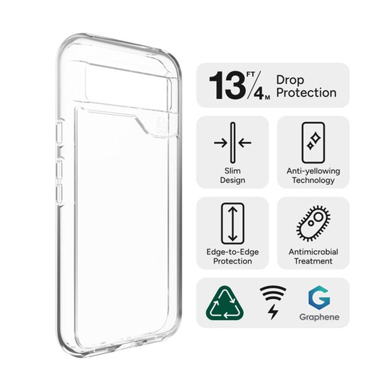 Zagg Crystal Palace & Glass Elite Bundle for Google Pixel 8a- Clear