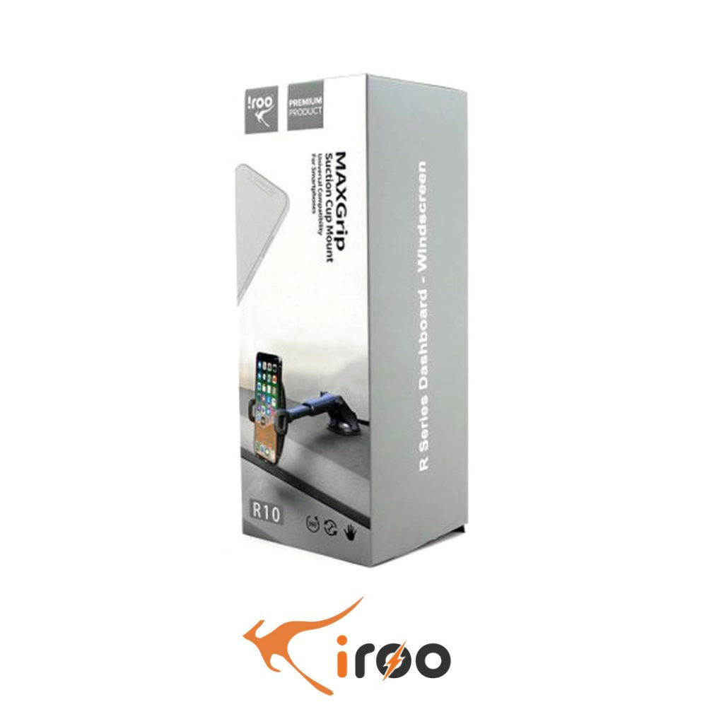 iRoo R10 MaxGrip Dashboard/Windshield Suction Cup for Smartphones Car Holder - Black
