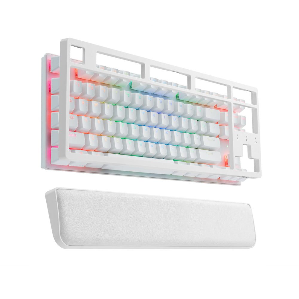 G-Tek Cyborg 87 Key Wired + 2.4GHz + Bluetooth Gaming Keyboard- White