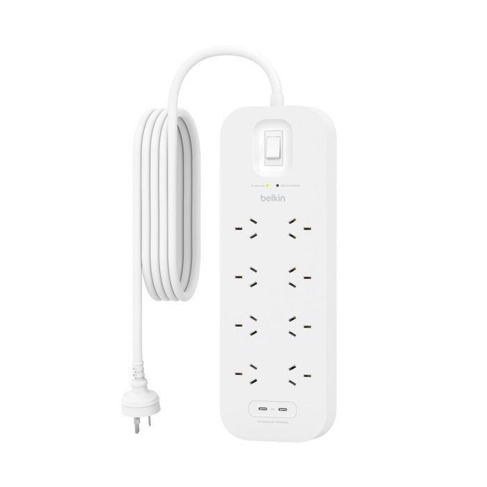 Belkin Connect 8 Outlet Surge Protector (with Dual USB-C 30W) - White