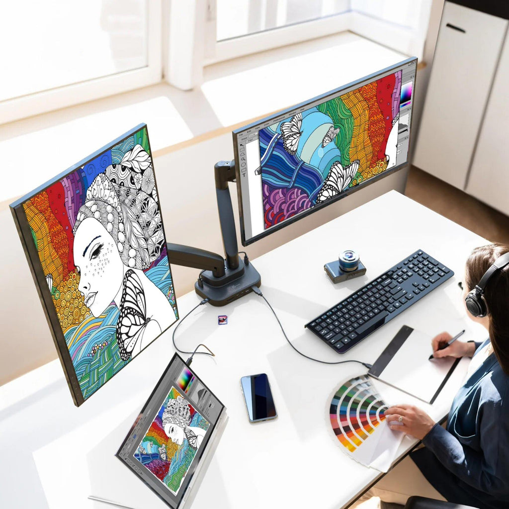 J5create Ergonomic Dual-Monitor Mount with Docking Station