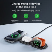 Thumbnail for Hoco CQ11 15W 3 in 1 Folding Magnetic Wireless Fast Charger - Black