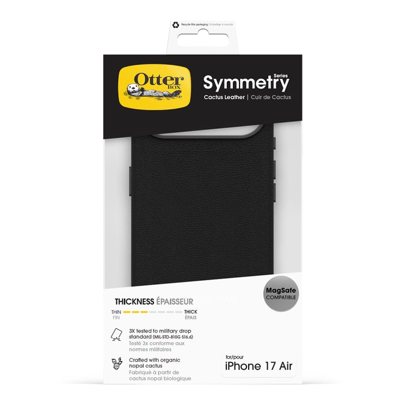 OtterBox Symmetry MagSafe Cactus Leather Case with Cam Control for iPhone Air- Noir Ash Black