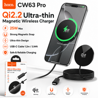 Thumbnail for Hoco CW63 Pro Qi2.2 25W Magnetic Wireless Fast Charger (MagSafe Compatible) - Black