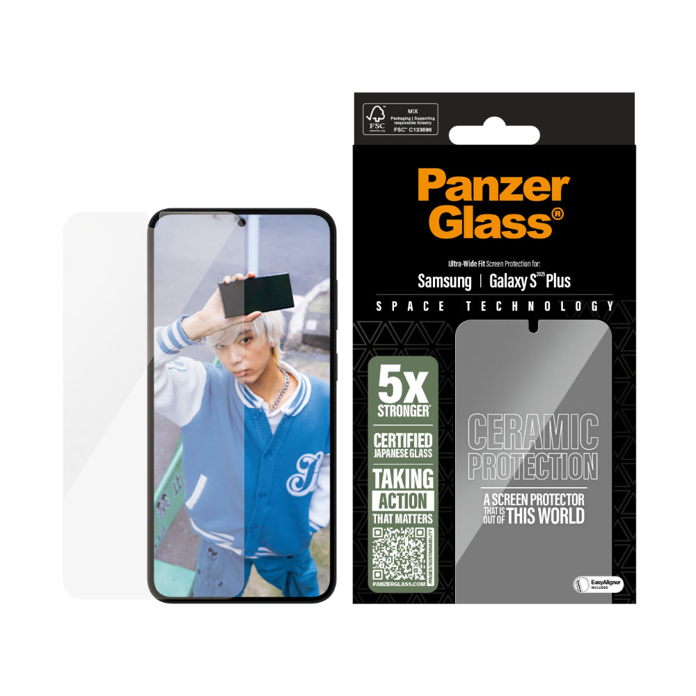 PanzerGlass Ceramic Screen Protector for Samsung Galaxy S25+ (S25 Plus)- Clear