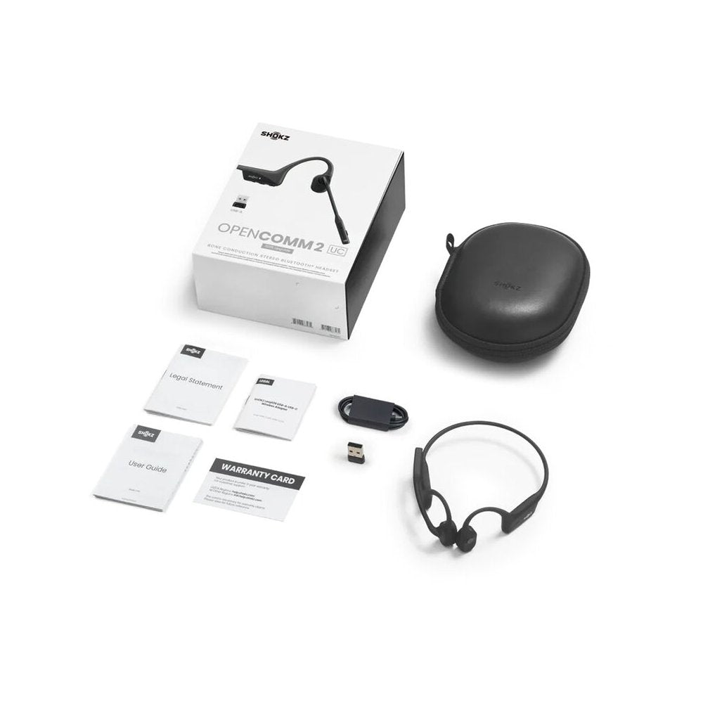 Shokz OpenComm2 UC Bone Conduction Open-Ear USB-A Wireless Headphones - Black