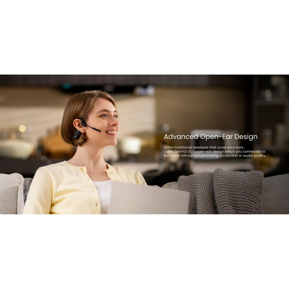 Shokz OpenComm2 UC Bone Conduction Open-Ear USB-C Wireless Headphones - Black