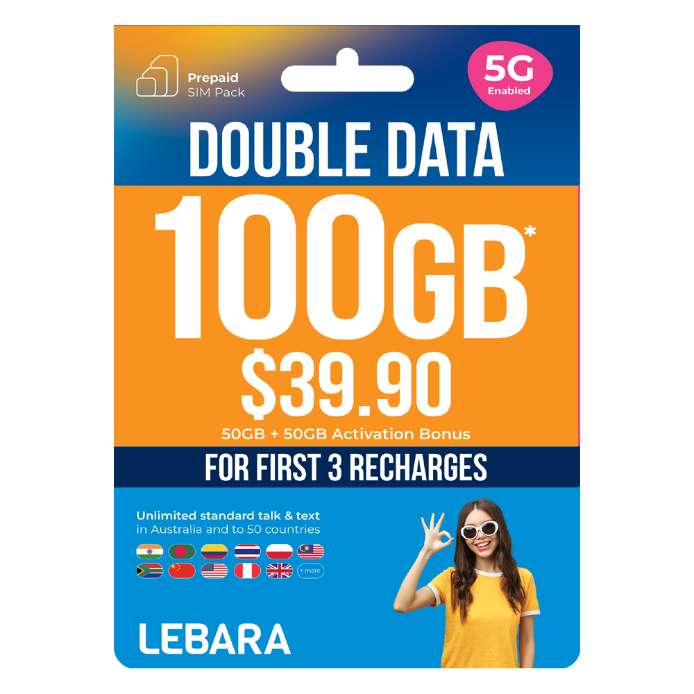 Lebara $39.90 Starter Pack PrePaid SIM Card