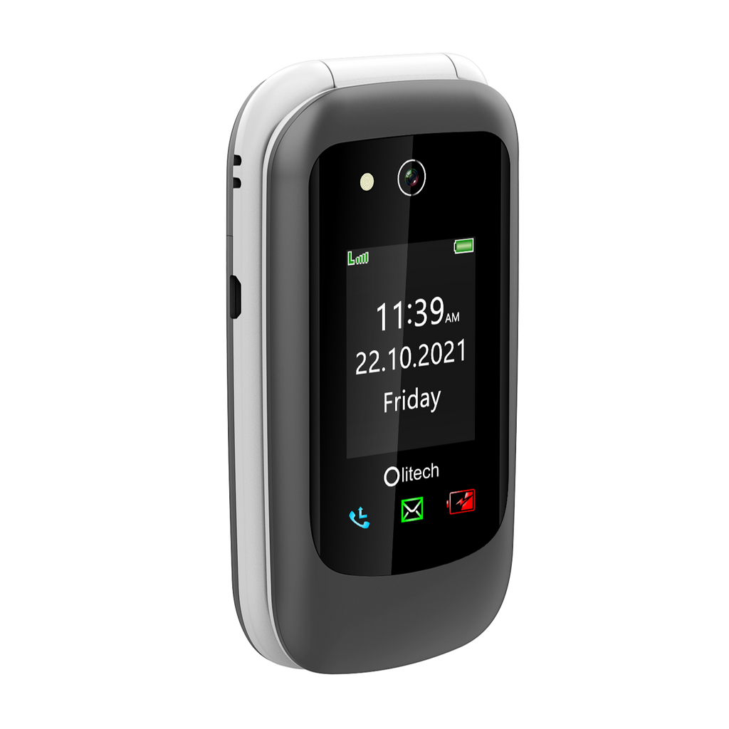 Olitech EasyFlip 2 4G Seniors Phone Big Buttons GPS Location - Black/White