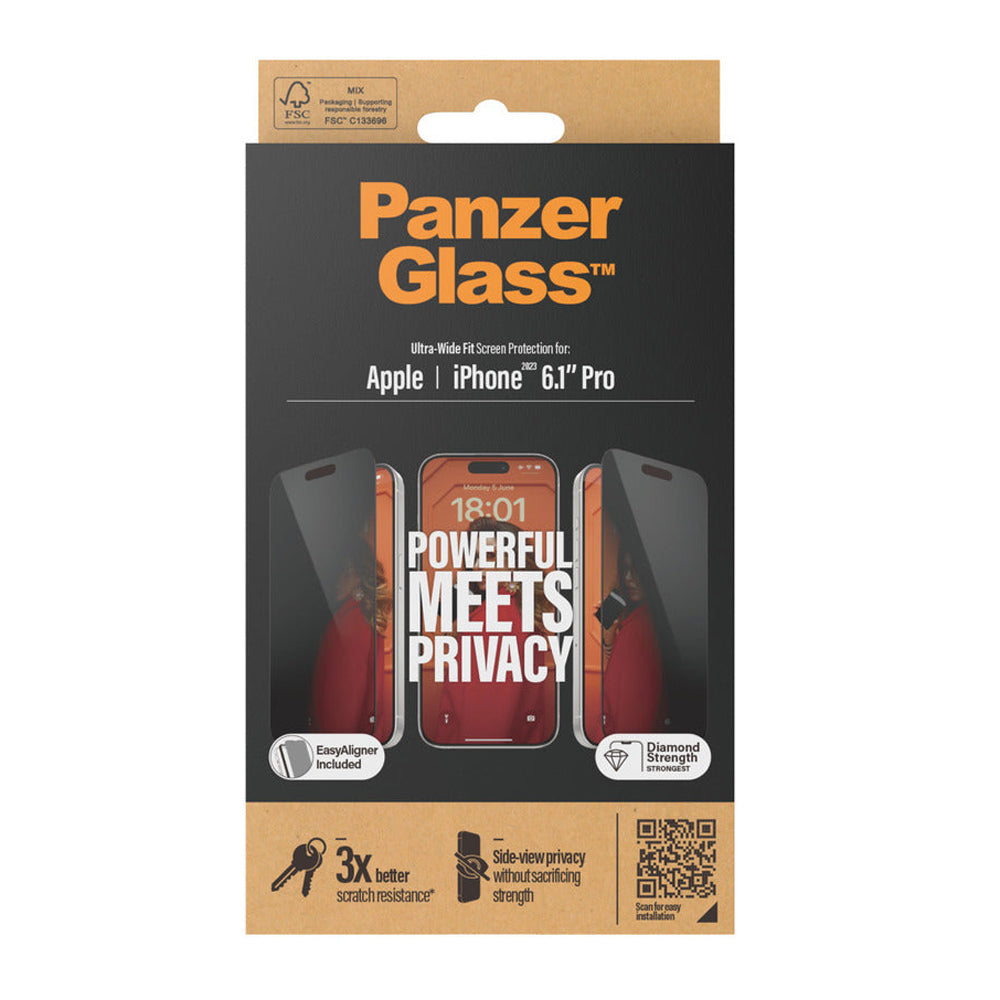 Panzer Glass Privacy Ultra Wide Protector Fit Screen for iPhone 15 Pro - Clear