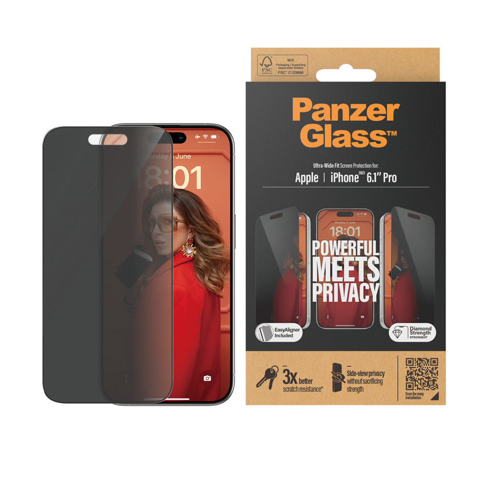 Panzer Glass Privacy Ultra Wide Protector Fit Screen for iPhone 15 Pro - Clear