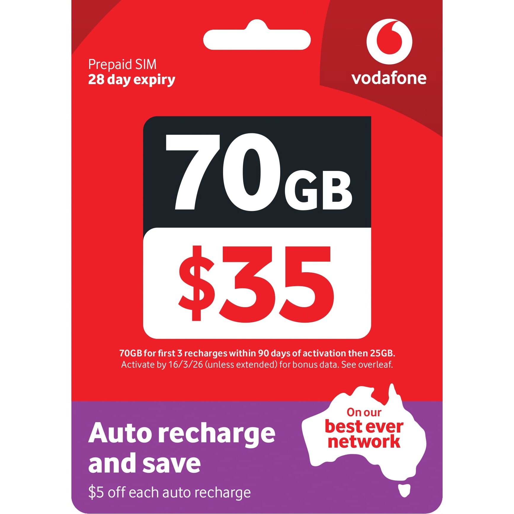 Vodafone $35 Starter Pack SIM Card