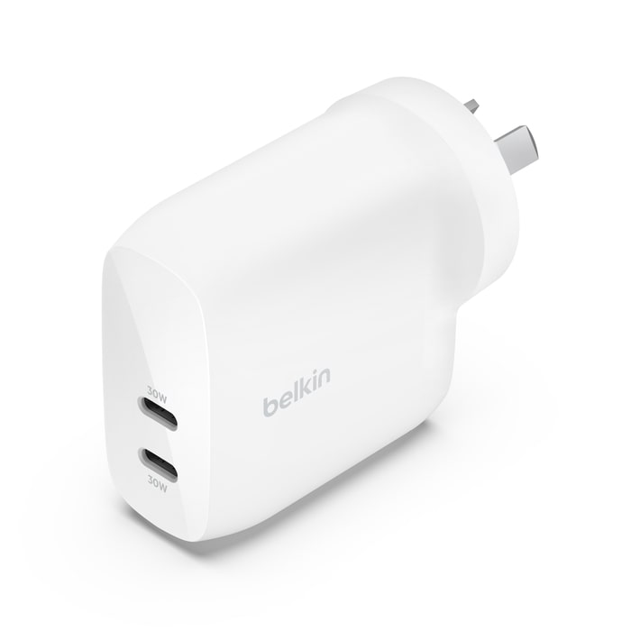 Belkin BoostCharge PRO Dual USB-C Wall Charger with PPS 60W - White