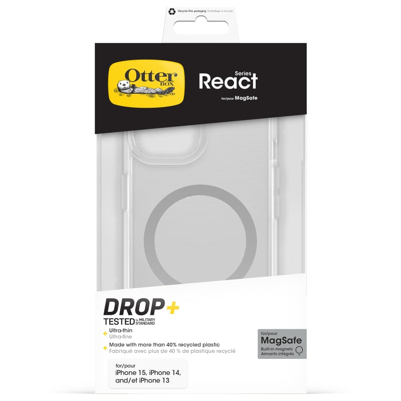 OtterBox React MagSafe Case for iPhone 16e/15/14/13 - Clear