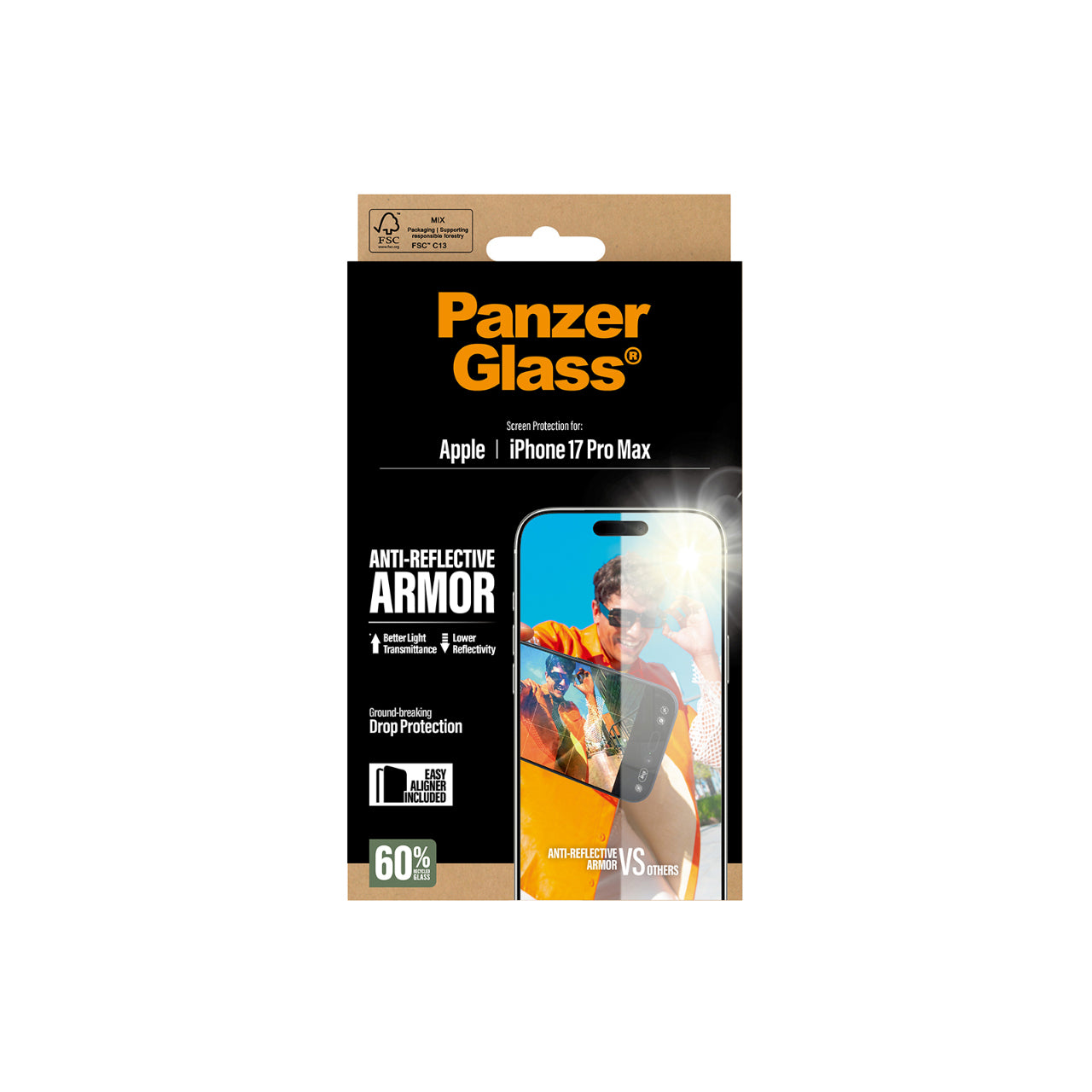 PanzerGlass UltraWide Fit Anti-Reflective Screen Protector for iPhone 17 Pro Max