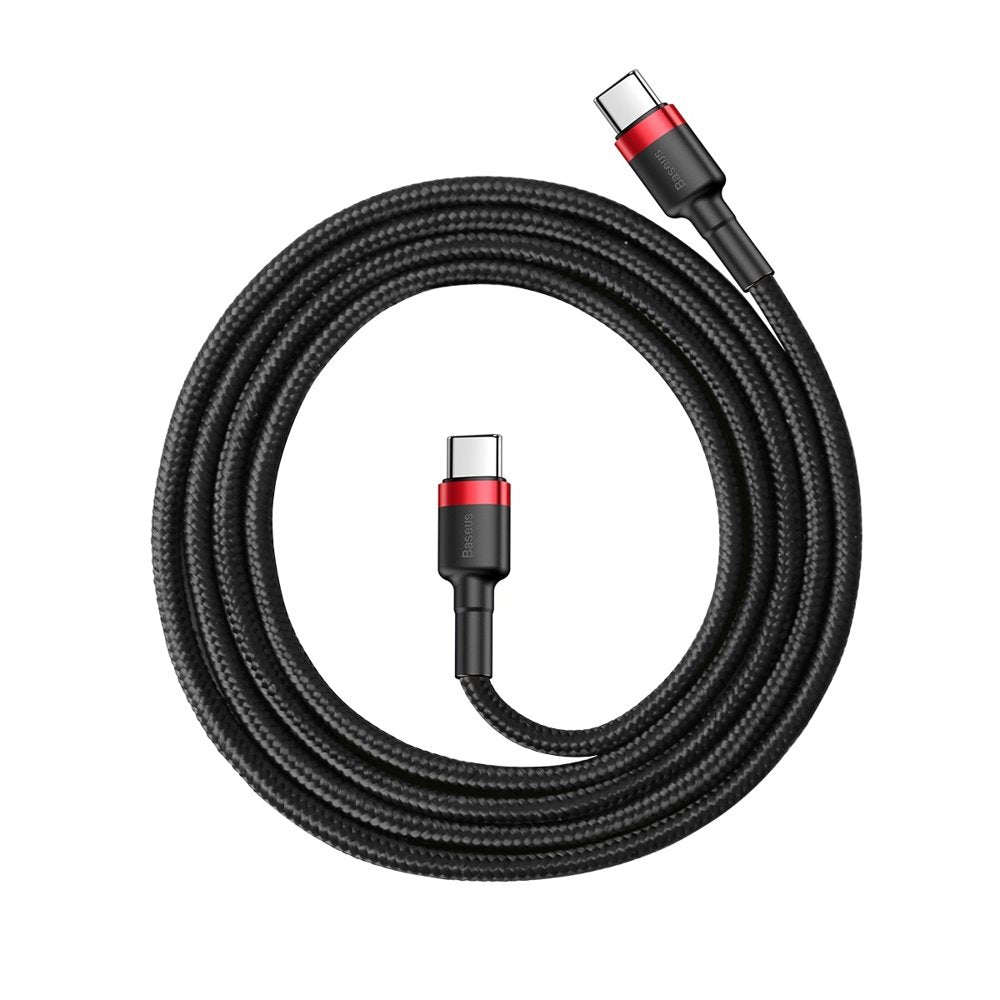 Baseus Cafule Cable  Nylon USB-C to USB-C PD2.0 60W 20V 3A QC3.0 1M - Black/Red
