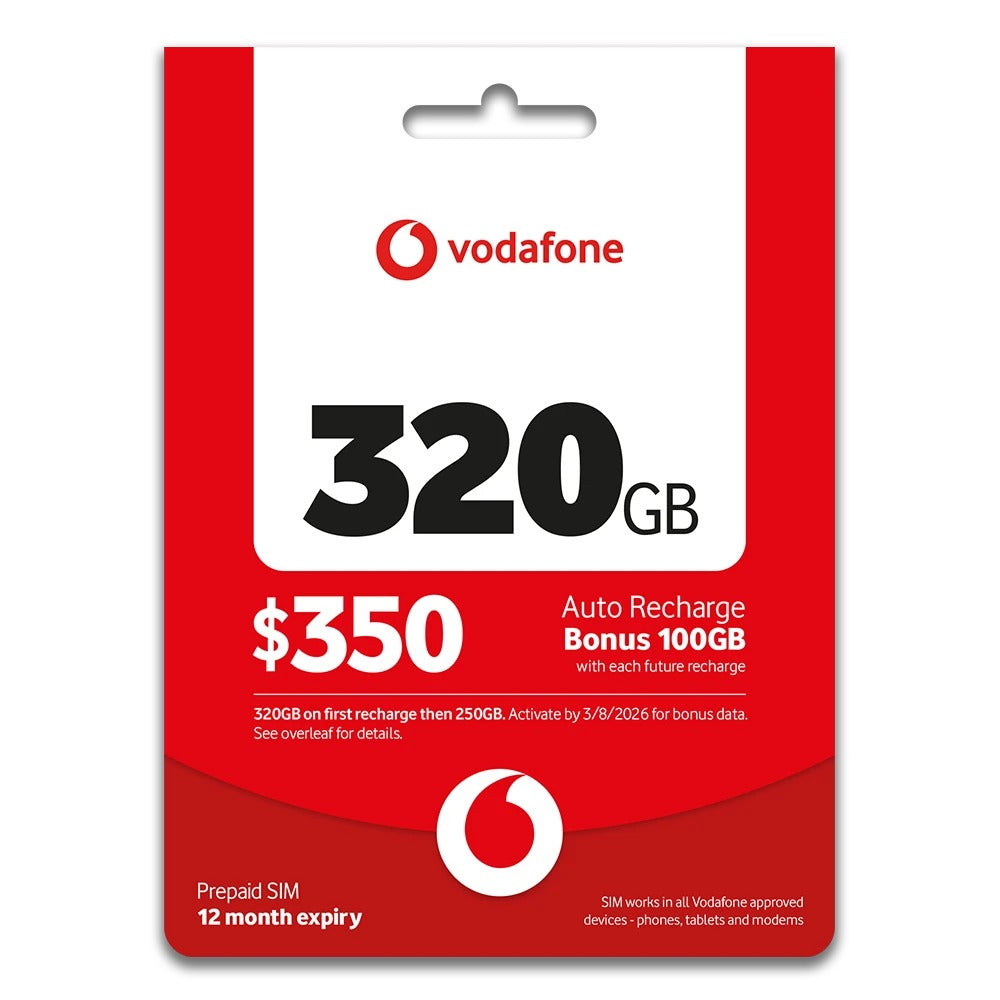 Vodafone $350 Starter Pack 5G Prepaid SIM Card 320GB