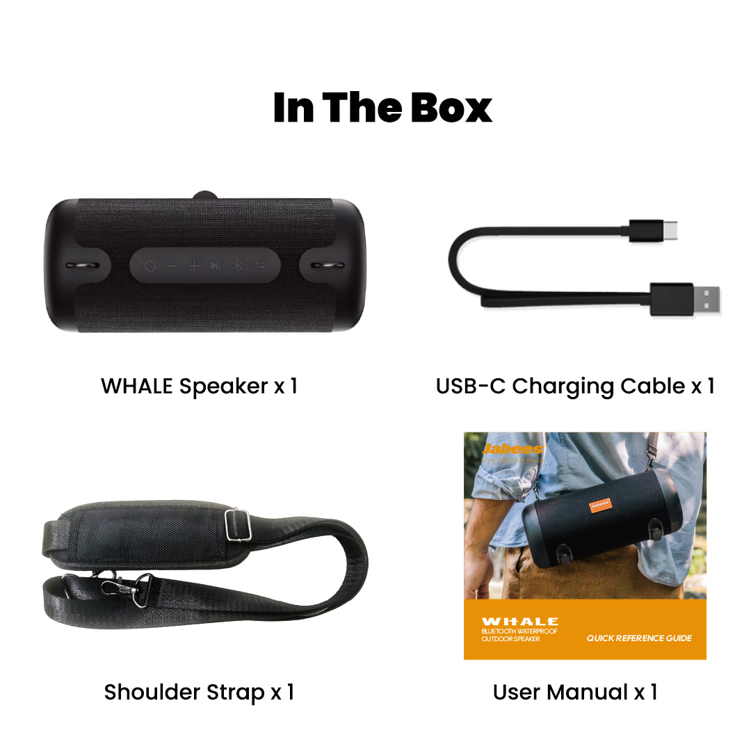 Jabees WHALE 30W Portable Waterproof Bluetooth Outdoor Speaker - Black