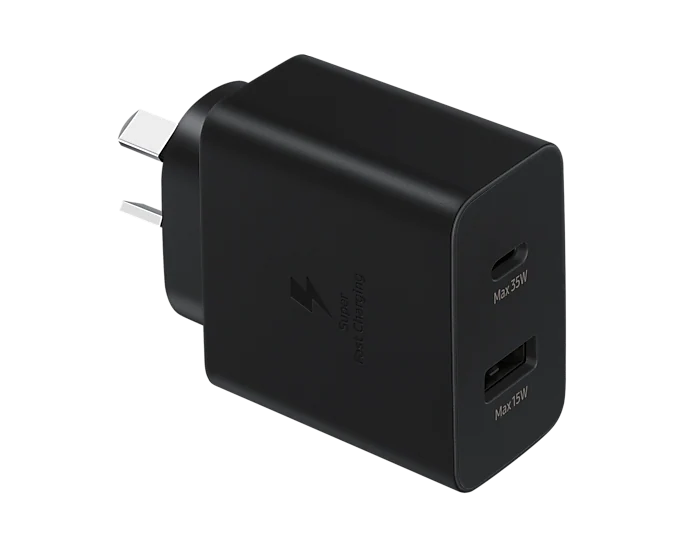 Samsung 35W Power Adapter Charger Duo DUAL port PD 3.0 (USB-C +  USB-A) - Black