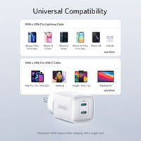 Thumbnail for Anker Nano Pro 40W 2 x USB-C Port  521 AC Wall Charger - White