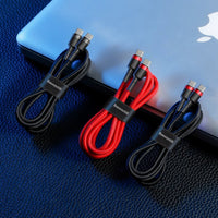Thumbnail for Baseus Cafule Cable  Nylon USB-C to USB-C PD2.0 60W 20V 3A QC3.0 1M - Black/Red