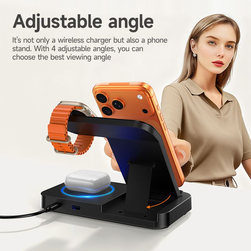HOCO DWQ01 4 in 1 Wireless Charging Stand - Black