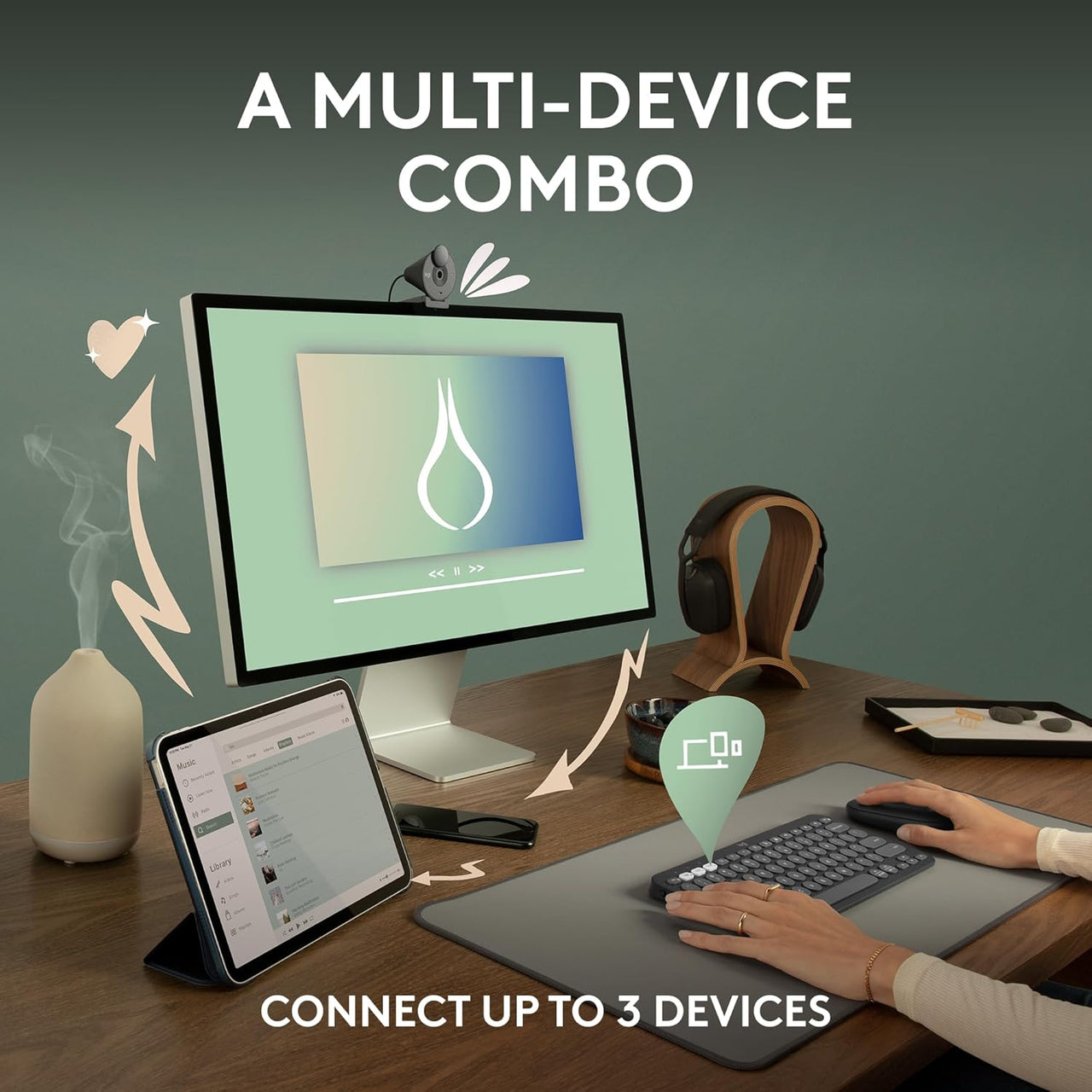 Logitech Pebble 2 Combo Wireless Keyboard and Mouse - Sand