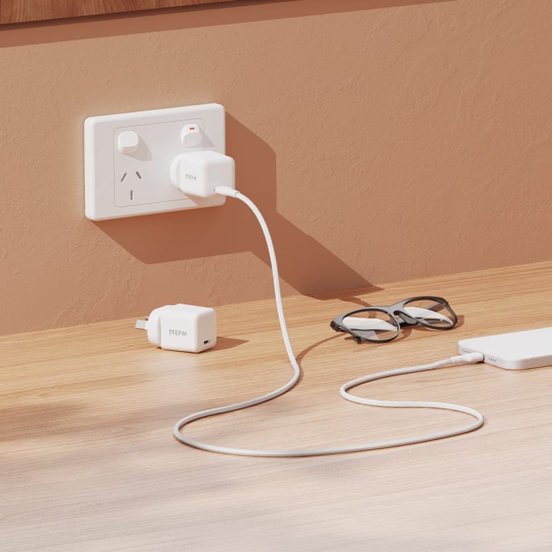 EFM USB-C Braided Cable Twin Pack - 2M with 60W Power Throughput - White