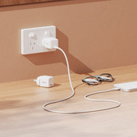 Thumbnail for EFM USB-C Braided Cable Twin Pack - 2M with 60W Power Throughput - White