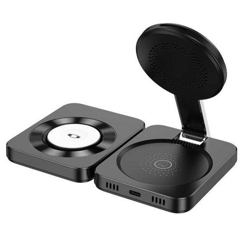 Hoco CQ11 15W 3 in 1 Folding Magnetic Wireless Fast Charger - Black
