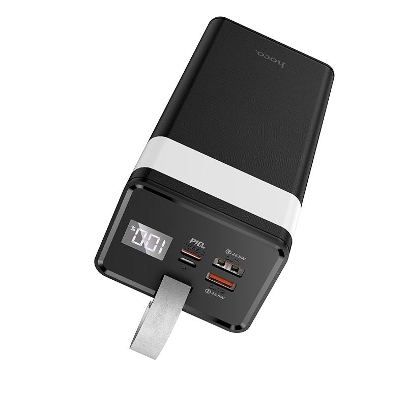Hoco 40000mAh QC3.0 22.5W PD Big Powerbank Battery w LED Lamp Outdoors- Black