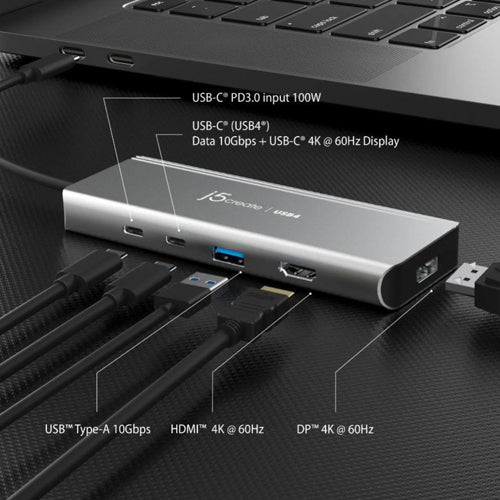 JCD401 USB4 Dual Display 4K Multi-Port Docking Hub - Featuring Intel USB4 Controller