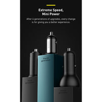 Thumbnail for Baseus 24W DUAL Port USB-A Fast Charging Car Charger (2.4A x 2) - Black