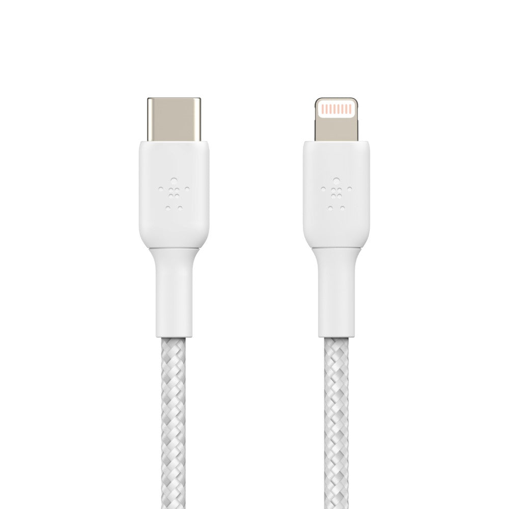 Belkin BoostCharge Braided Lightning to USB-C Cable (1m/3.3ft) - White