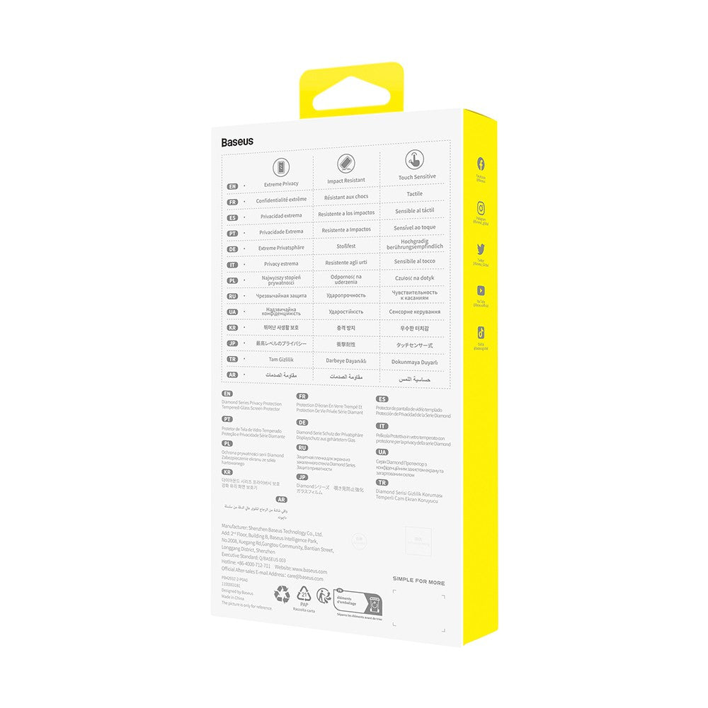 Baseus Diamond Series Privacy Protection All-Tempered-Glass For iPhone 14 Pro Max