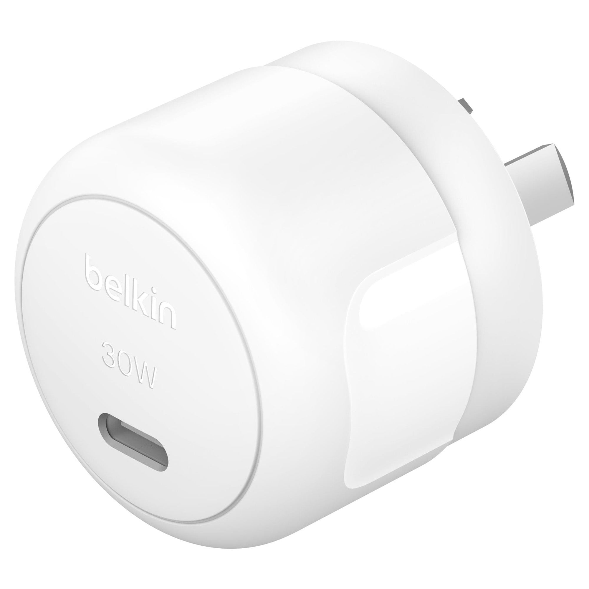 Belkin BoostCharge Compact USB-C Wall Charger 30W with USB-C to Lightning Cable - White