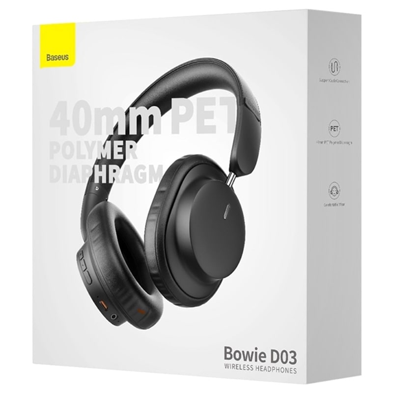 Baseus Bowie D03 Wireless Bluetooth Over-Ear Headphones - Black