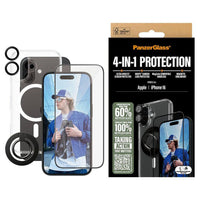 Thumbnail for PanzerGlass Screen Protector for iphone 16 4-In-1 Protection Bundle - Clear