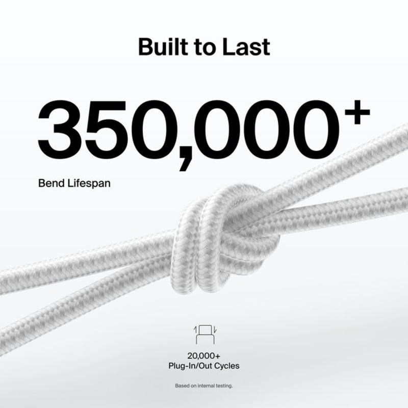 Belkin Boost Charge Pro USB-C to C 240W Braided Cable 1m Universally Compatible - White