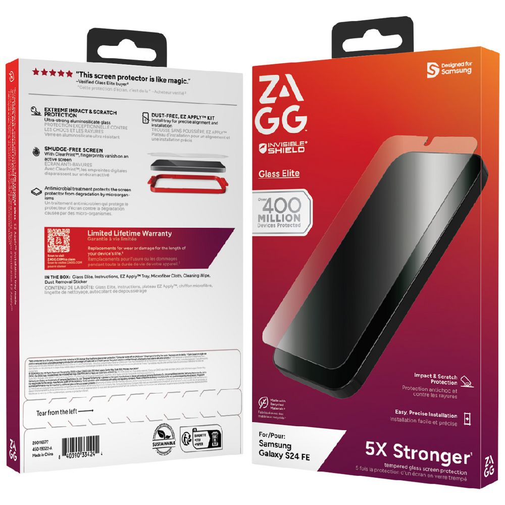 ZAGG InvisibleShield Glass Screen Protector for Samsung Galaxy S24FE- Clear